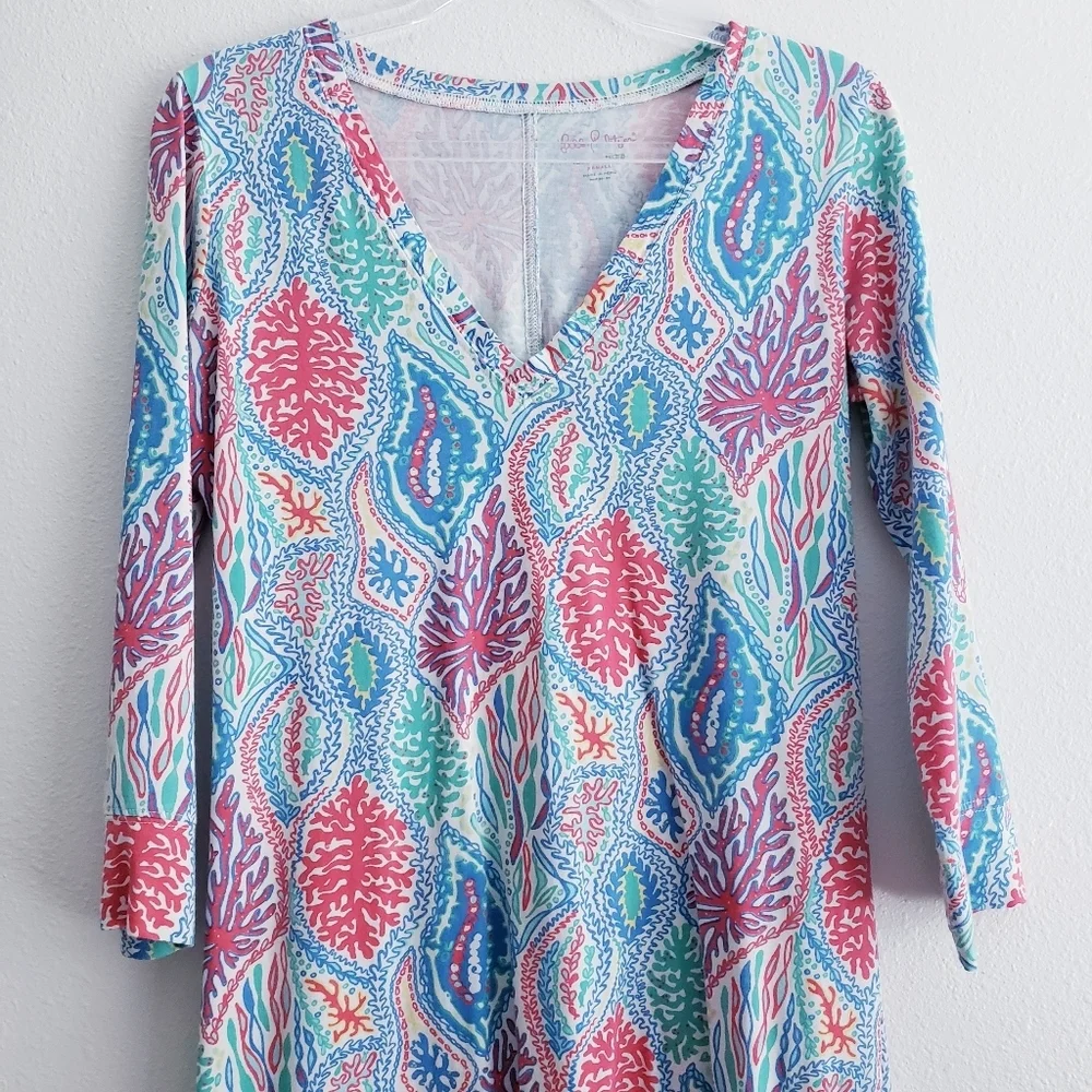 Lilly Pulitzer Christi Mini Dress Let Minnow  3/4 Sleeve